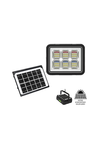 Wison Ws-5570 150 Watt Güneş Enerjili Solar Kamp Feneri Projektör Açık Gri
