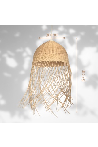 Kos Rattan Bambu Saçaklı Avize Bambu