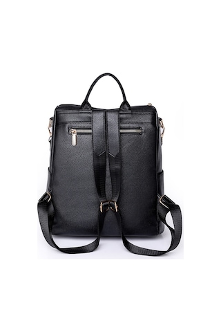 Bayan Modası Pu Yumuşak Deri Hafif Basit Sırt Çantı-siyah Siyah