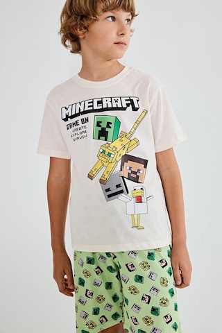 Defacto Minecraft Lisanslı Regular Fıt 2li Ecru Pijama Takımı Erkek Çocuk H7270a826hser99 Ekru-er99