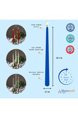 4 Lu Açık Mavi Şamdan Mum Açık Mavi