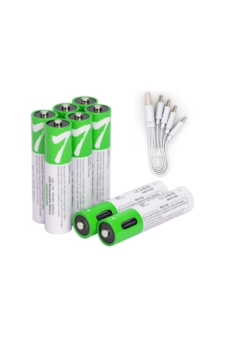 Usb Aaa Lityum İyon Şarj Edilebilir Pil, 1.5v 750mwh Şarj Edilebilir Aaa Pil, 1 H Hızlı Şarj, C Tipi Bağlantı Nok