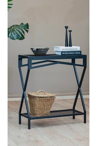 Uykula Modern Tasarım Siyah Metal Dresuar - Antre Ve Salon Konsolu 76 Cm