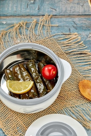 3149 Yemek Termosu - Sızdırmaz Kilitli Kapak Saklama Kabı Paslanmaz Çelik Sefertası 1000 Ml - Beyaz Beyaz