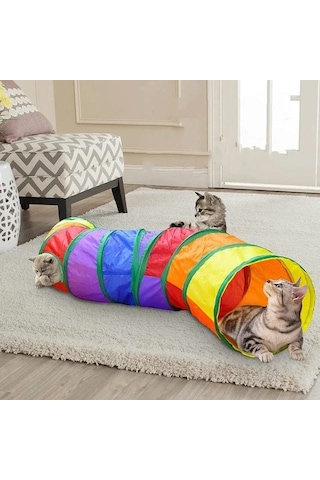 Tineke Kıvrımlı Kedi Tüneli Katlanır Gökkuşağı Uzun Kedi Köpek Oyuncağı