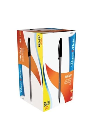Inkjoy 100 1.00mm Kapaklı Siyah Tükenmez Kalem 100 Lü Çok Renkli