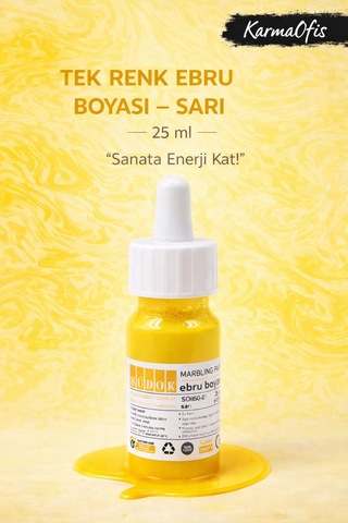 Sarı Renk Ebru Boyası 25 Ml Yoğun Pigment, Su Bazlı