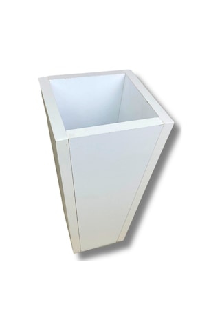 Cihan Çiçekçilik Beyaz Ahşap Mdf Vazo Saksı 19x19x38 Cm Iç Mekan Saksısı Çok Renkli