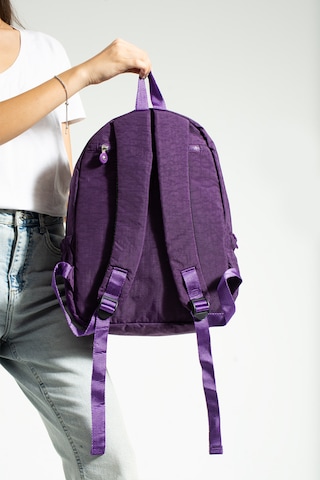 Nemo Bags Mor Unisex Okul Çantası, Crinkle Su Geçirmez Kumaş, Laptop Seyahat Sırt Çantası, 24 Lt, 40x30cm Mor