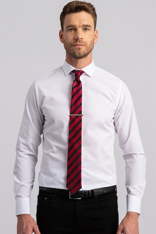 Tudors Slim Fit Dar Kesim Düz Erkek Gömlek-5178 Beyaz