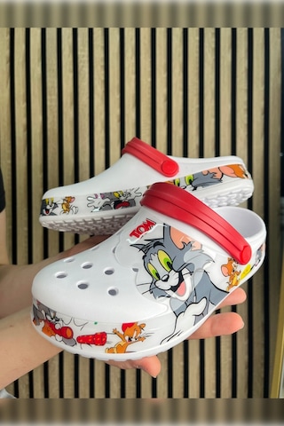 Günlük Anne Kız Terlik Sabo Hemşire Doktor Aşçı Sandalet Desenli Taban Crocs Crf-8246 Tomvejerry