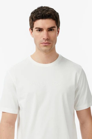Nautica Erkek Beyaz Regular Fit Baskılı T-shirt-14591