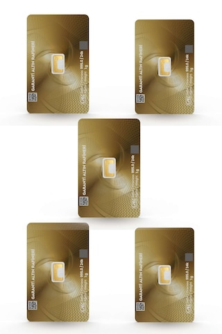 Garanti Gold 1 gr Gram Külçe Altın 5 Adet