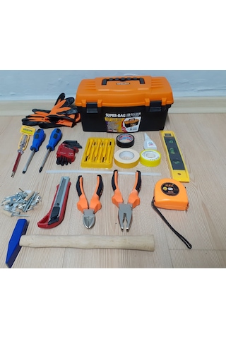 Çantalı Alet Takım Seti 19 Saatçi Tornavida Metre Çekiç Pense Yan