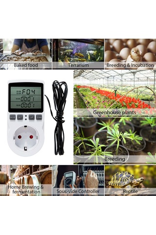 Mufunye Dijital Sıcaklık Kontrol Cihazı, Zamanlayıcı Ve Sensörlü, Isıtma/soğutma Modu, 100-250v Eu Şarj Aleti