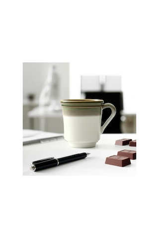 Seramik Kahve Kupası Kahverengi-beyaz