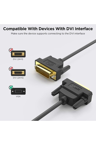 Qgeem QG-HD15 DVI Erkek DVI Adaptörü Kablosu 1.8 Metre