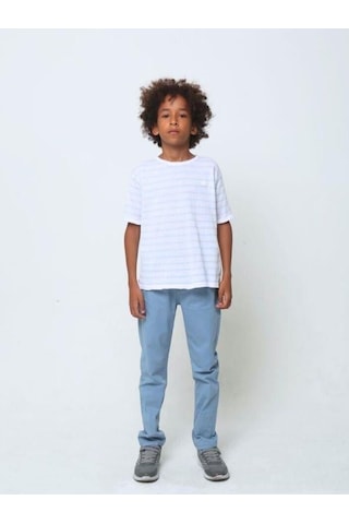 Nanica Kids Erkek Çocuk Bisiklet Yaka Çizgili T-shirt-14075-mavi Mavi