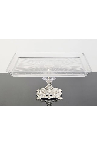 Atabey Home Döküm Ayaklı Kare Servis Tabağı Gümüş Ayak