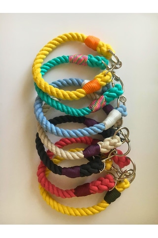 Köpek Kolye Tasma- Doğal Pamuk Halattan Siyah S 35-39 Cm Siyah