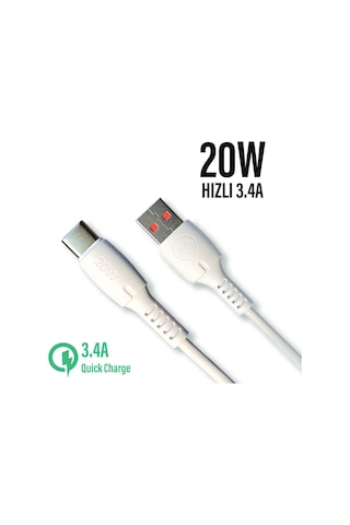 Hızlı Type C Şarj Kablosu 20w Hızlı 3.4a 1 Metre
