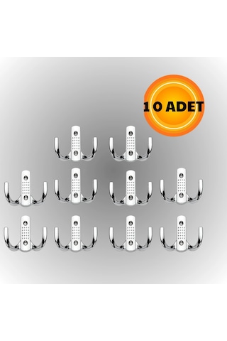 Noktalı Metal Askı Şık Portmanto Askılık Dolap Mobilya Askısı Vidalar Dahil 10 Adet Krom
