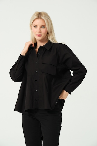 S'amore Clothing Cep Detay Polo Yaka Gömlek Siyah