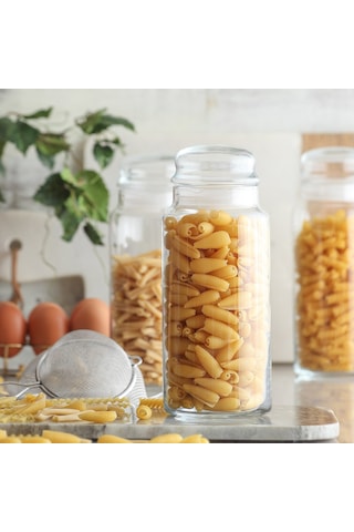 LAV Sera Cam Kavanoz 2'li Orta Boy 635 ml Beyaz Cam Kapaklı (Erzak Saklama Kavanozu )