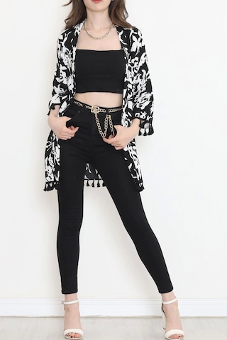 Desenli Kimono Beyazsiyah - 2492.555. Çok Renkli