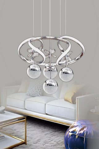 Zümrüt Model Salon Yatak Yemek Odası Mutfak Krom Kaplama Modern Led Avize 3 1 Krom Ledli Avize Krom