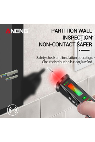 Lemestar Aneng Vc1015 12-1000v Su Geçirmez Dış Kabuklu, Fener Ve Sesli Alarmlı Dokunmadan Elektrik Test Kalemi Pil Yok