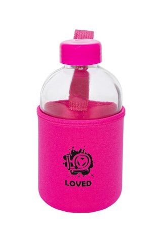 Biggdesign Moods Up Loved Neopren Kılıflı Cam Matara 600 Ml Pembe