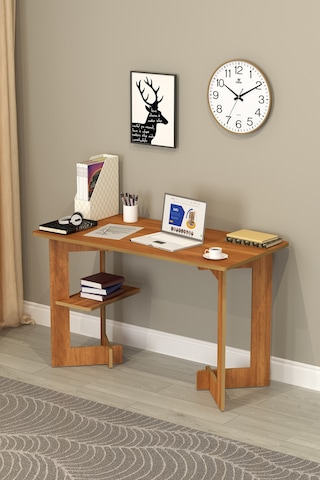 Asra Trend Raflı Modern Çalışma Masası ÇM-02 %100 MDF Bilgisayar Ofis Ders Masası Petra