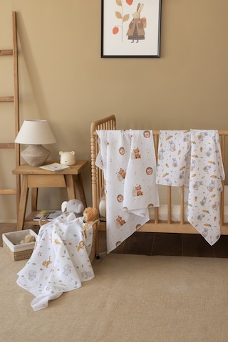 Çok Amaçlı Müslin Örtü & Battaniye 3'lü Set Pamuk Oeko-teks Sertifikalı 80x80 Cm Beyaz