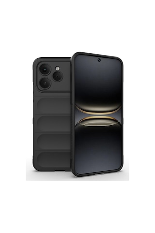 Tecno Spark 40 Kılıf Esnek Tpu Oyuklu Arka Yüzey Tasarımlı Zore Etnik Silikon Kapak Siyah