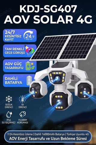 4 Kameralı - 2 Solar Panelli + Yeni Nesil + E- Sim Destekli + 20mp Güvenlik Kamerası Yapay Zeka Tek