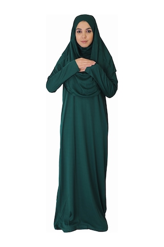 Zümrüt Yeşil Fermuarsız Namaz Elbisesi Zümrüt Yeşili