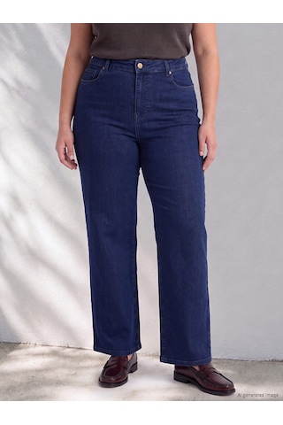 Lcw Curve İndigo Büyük Beden Straight Fit Kadın Jean Pantolon