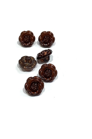 İtalyan Bluz Düğmesi / Gül Model / 6'lı Set / Kahverengi / 1.2 Cm / İgd1