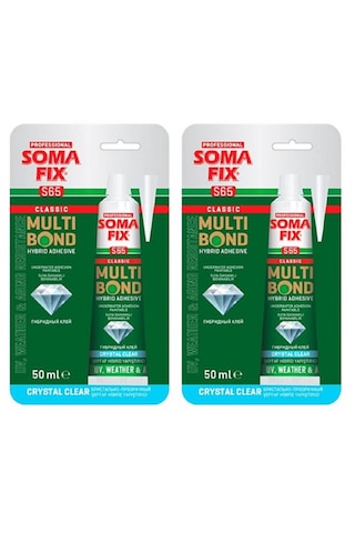 2 Adet 50 Ml Somafix Şeffaf Kristal Multi Bond Hibrid Suya Dayanıklı Yapıştırıcısı Silikon