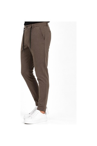 Hzr Wear Erkek Jogger Pantolon Esnek Kumaş Likralı Slim Fit Bağcıklı Kahverengi
