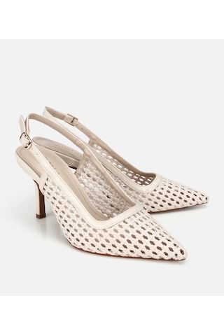 Hotiç Kadın Bej Hasır Detaylı Arkası Açık Kısa Topuklu Stiletto 01ayh320850a310 01ayh320850a310