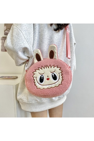 Snapbuy Labubu Tasarımlı Peluş Çapraz Çanta Pembe