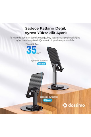Katlanabilir 360 Dönebilen Ayarlanabilir Telefon Tutucu Masa Üstü Stand - Dst-04 Siyah