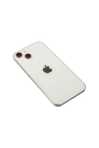 Mey İthalat Apple Uyumlu iPhone 14 Diamond Kamera Lens - Kırmızı