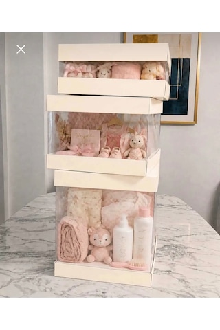 Asetat Gelin&damat Çeyiz Bohça Kutusu Fil Dişi 3'lü Set 1 Takım Şeffaf Katlanabilir Demonte Söz Nişan Hediyelik Ölçüler Büyük Boy:33 33 40cm Orta Boy: 33 33 25cm Küçük Boy: 33 33 15cm