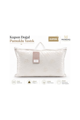 Kupon Doğal Pamuklu Yastık 800gr Çantalı 50x70 Beyaz