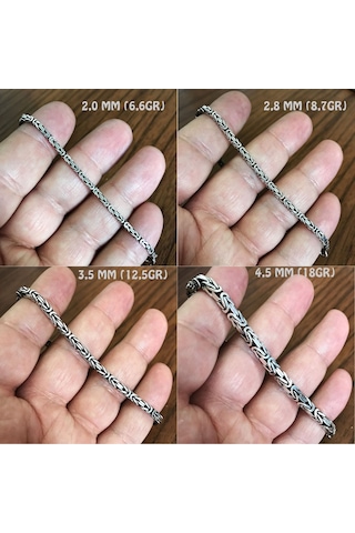 Takı Dükkanı 925 Ayar Gümüş Erkek Bileklik Kare Kral Model 3,9mm Genişlik 21cm Uzunluk msb09