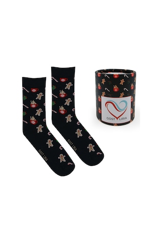 Gost Liria Cookie Socks Desenli Unisex Soket Çorap Siyah