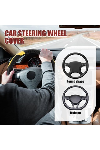 Yifomall Kabuk Deri 37-38cm Universal Direksiyon Kılıfı - Karbon Fiber Stili, Kaymazsız, Soluk, Dayanıklı, Sarı Sarı